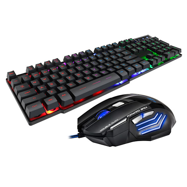USB Trådbundet Gaming Tangentbord och Mus Set 104 Tangenter Bakgrundsbelyst Tyst Tangentbord för Dator PC Gaming Mus Laptop Tillbehör