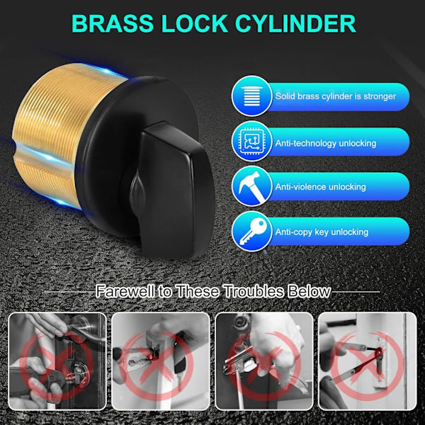 Mässing Mortise Cylinder med KeyStorefront Säkerhet för Kommersiell Dörrlås 1Inch