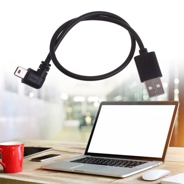 Mini USB B Typ 5-stift hane vänster/höger vinklad 90 grader till USB2.0 hane laddningssladd Bend left