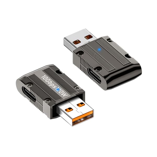 90 graders USB till USB C Adapter 10 Gbps USB C Hona till USB Hane Adapter Super Speed ​​Data Sync 120W snabbladdningsadapter Front Middle bend