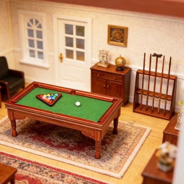1:12 Skala Miniature Poolbord Mini Træ Billard Model Layout Rekvisitter Gave