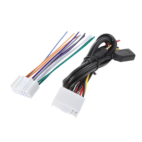 Bilradio Kabel Strömkabel Adapter Stereo Radio Ström med USB & AUX-kontakt