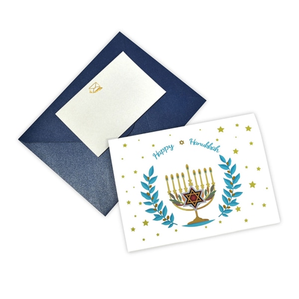 HappyHanukkah 3D gratulationskort för Chanukah Festival Handgjorda presenter PopUp Menorah Light Presentkort välsignelsekort