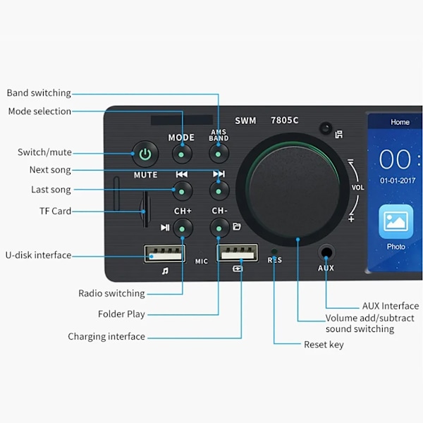 Autostereo Yksittäinen Din MP5 Soitin Autoradio Vastaanotin