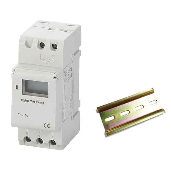 THC15A Digitaalinen LCD Virta Ohjelmoitava Ajastinkytkin Rele Din-kiskoon Asennettava Elektroninen Ajastinkytkin DC48V/12V/24V/110V/220V