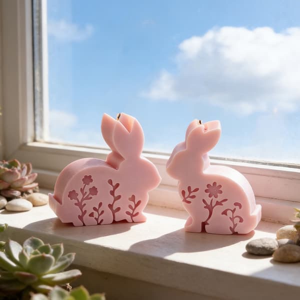 Prægede blomsterhare silikone lysforme til håndlavet lys sæbe harpiks kunst 1 flower sitting rabbit small 3 pack