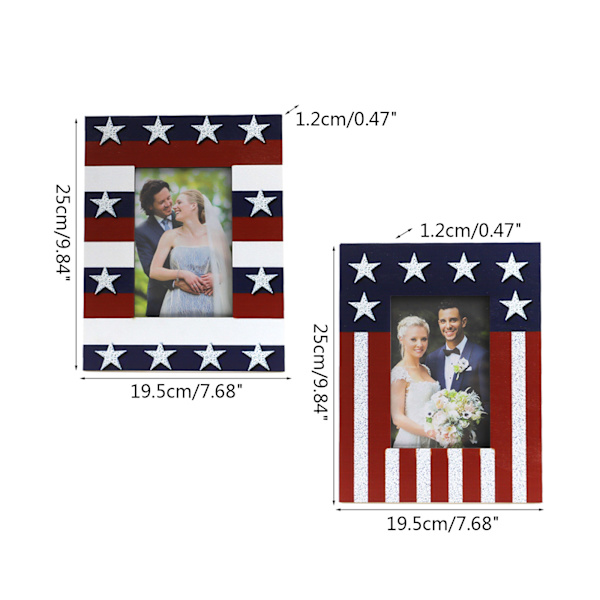 American Flag Star Stripes trä fotoram Independence Day Patriotic Decor 709