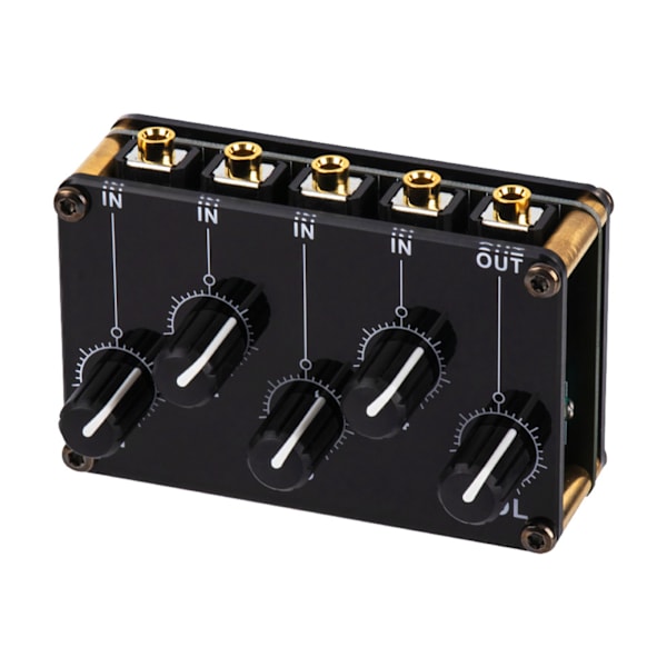 Mini 4-kanals stereolinjemixer 4in1out för Live Studioinspelning Lågt brus Liten & Sofistikerad Audio Passiv Mixer