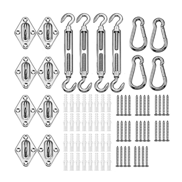 Skuggsegelfixeringstillbehör Heavy Duty Trädgårdsuteplats för solskyddssegelkapselbeslag 80 st rektangeltillbehör för markis 5mm