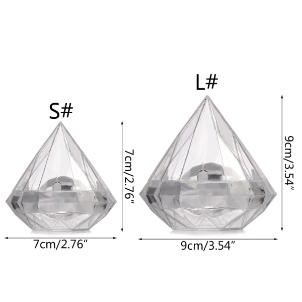 12 st genomskinliga godisaskar för favor diamantform transparent godis Presentförpackning för bröllopsfest Cupcake förpackningsdekor S
