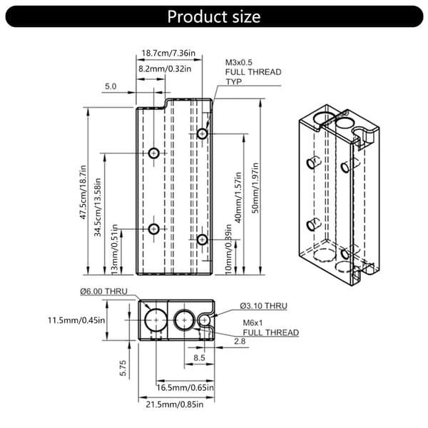 Aluminiumslegering Varmeblok til 3D-printer V2.4 Hotend Forbedret Varmefordeling