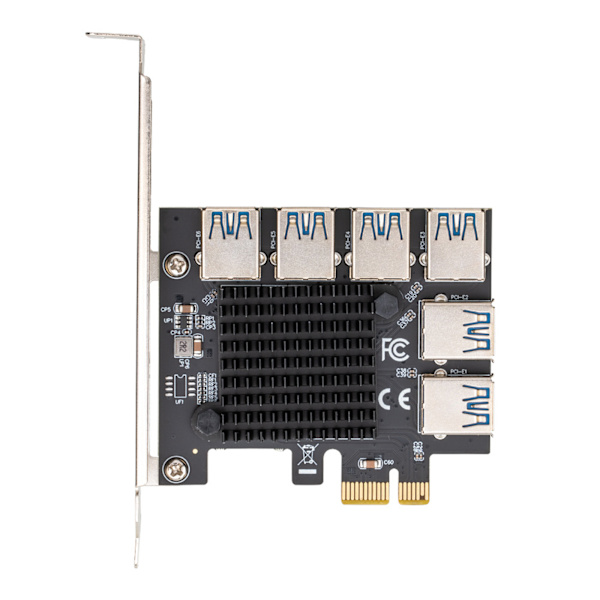 PCIE 1 til 6 USB 3.0 Extender PCI til Express Multiplier Adapter PCI-E 1 til 6 Riser Kort 1X til 16X Slot til Bitcoin Miner
