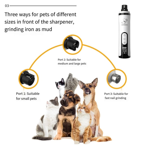 Hundnagelkvarn med lätt tyst elektrisk nageltrimmer för husdjur Tånagelslip för små medelstora raser hundar och katter