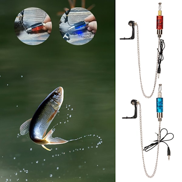 1st Fiskebettlarm Kedjehängare Indikator Karpbettsklocka LED-ljus Rodspets Fiskeindikator Standardlarm Blue