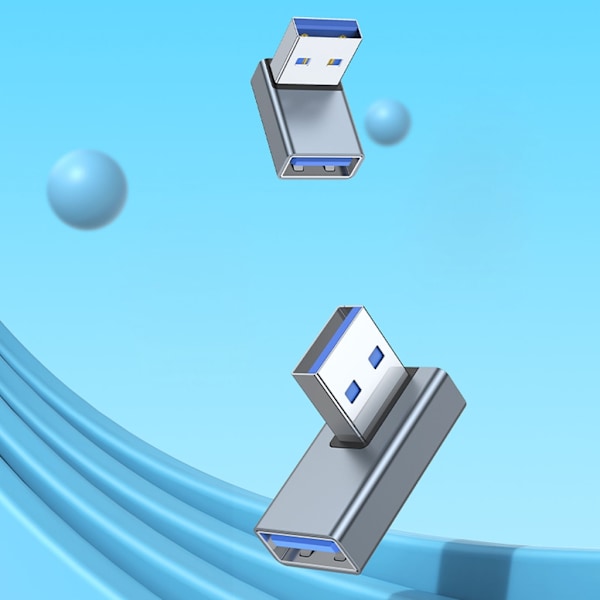 USB 3.0 hane till hona 90 graders rätvinkel förlängningsadapter USB uppåtgående anslutning Datasynkronisering för bärbar dator USB -fläkt Grey To the right
