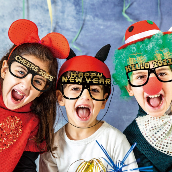 Gott Nytt År Glasögon 2023 6/12 st Pappersglasögon Ram Party Present till nyår Barnens dag Cosplay för barn 6