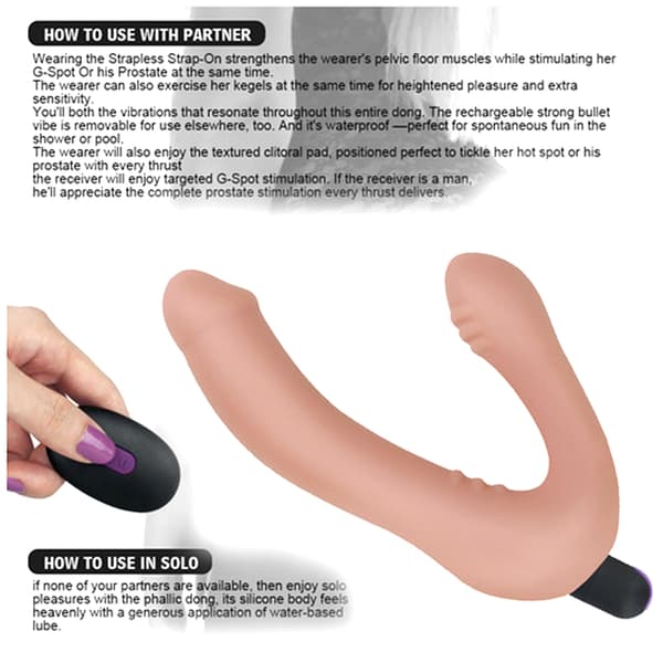 Vibrerende stropløs strap-on dildo G-punkt klitorisstimulator voksensexlegetøj