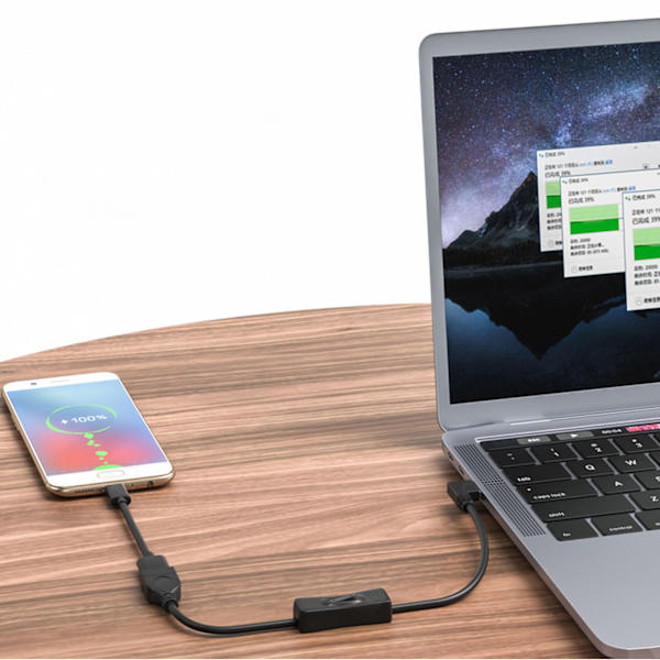 UPP Vinklad 90 grader USB 2.0 hane till hona förlängningskabel med strömbrytare ON OFF Förlängare för datormobiltelefon 200cm