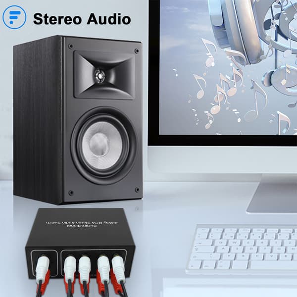 4-vägs RCA Stereo Dubbelriktade Switchar för DVD Stereo Högtalare CD-spelare
