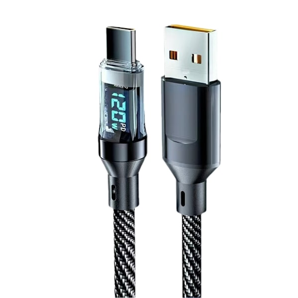 LED Digital Display 120W Type C til Type C Kabel 120W Hurtiglading
