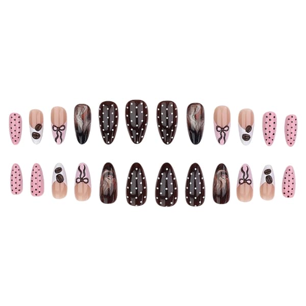 Mode Nagelkonst Fransk Design Rosa Prickmönster Hållbarhet ABS Press On Nagel