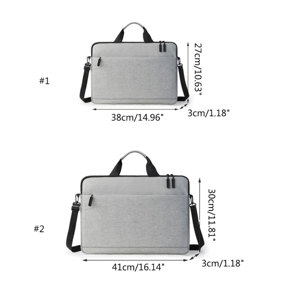 Laptopväska ärmväskor Skyddande axelbärväskor för 14 15,6 tum datoranteckningsbok Stötsäker handväska Gray 15.6 inches