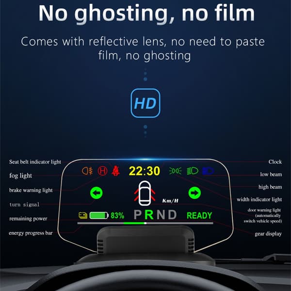 Bil HUD Head Up Overspeed Ur Måler Speedometer Advarselssystem Værktøj til
