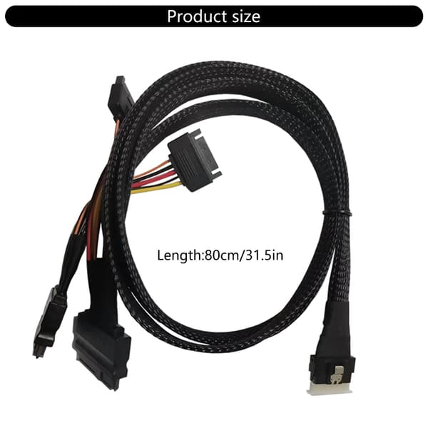 Server SFF8654(8i) til 2SFF-8639 NVME Datakabel 75CM Strømdataoverføring