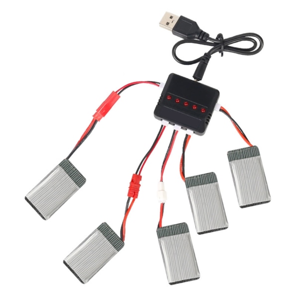 3,7V Lipo Batteri 5 i 1 Laddare USB för E010 H31 Hubsan X4 Syma X5SW X5C X5HW X5UW/UDI RC Quadcopter med RC LED indikerad