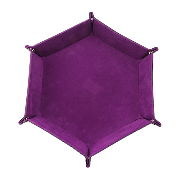 Vikbar Tärningsbricka Box PU Läder Vikbar Hexagon Nyckelförvaring Mynt Fyrkantig Bricka Tärningsspel Bordsspel