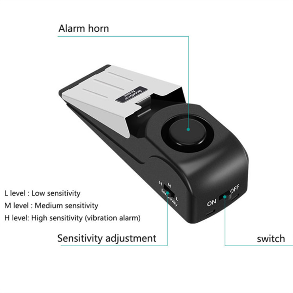 Stöldskyddssystem för hem, 120 db, kilformad dörrstoppare, larmblock, låssystem