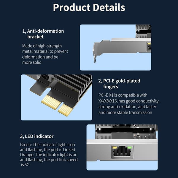 5G Pcie til RJ45 Netværksadapter RTL8126B Chip Gigabit Ethernet Controller