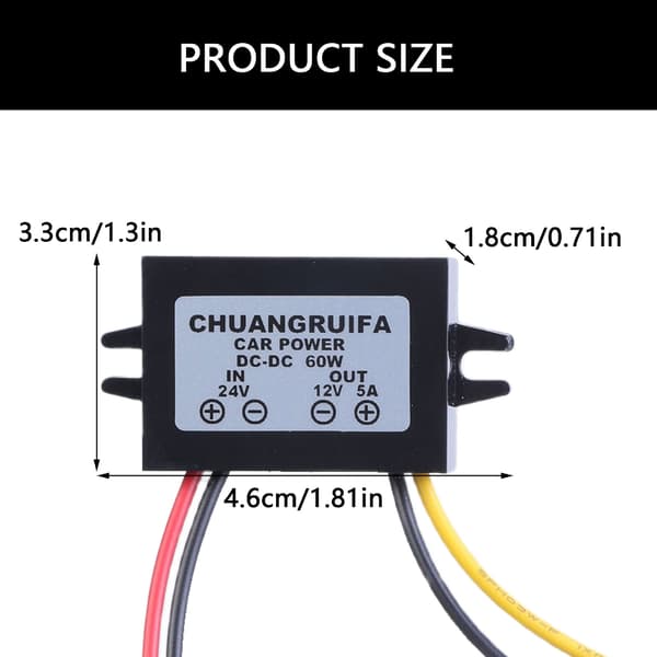 24V til 12V 5A 60W Adaptiv DCDC Konverter Strømforsyningsregulator Modul