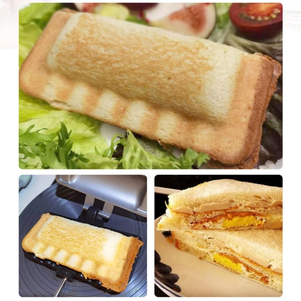 Dubbelsidig smörgåspanna Non-stick hopfällbar grill-stekpanna för bröd Rostat bröd-frukostmaskin Pannkaka-kokare kök