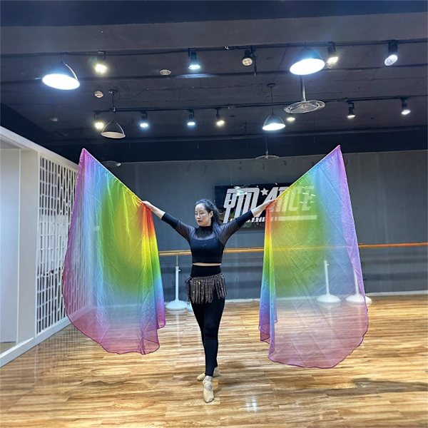 Chiffon Gradient Regnbue Lovsang Dans Tilbedelsesflag til Kvinder og Performere