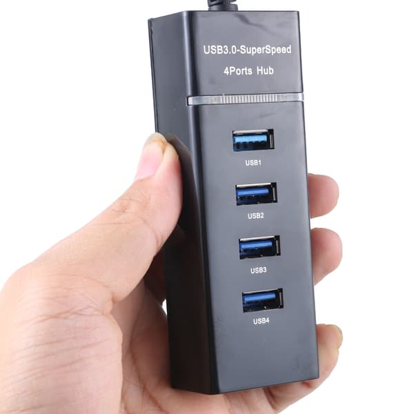 Kompakt 4-ports USB3.0 Hub Højhastighedsdataoverførsel til PC Laptop Tilbehør