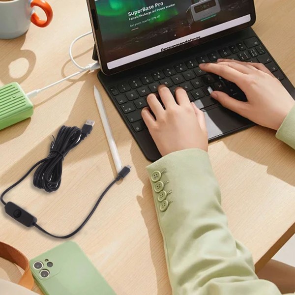 Micro USB Power Laddningskabel med Switch USB2.0 till MicroUSB Converter för RaspberryPi USB till mikro USB -kabel White 1m
