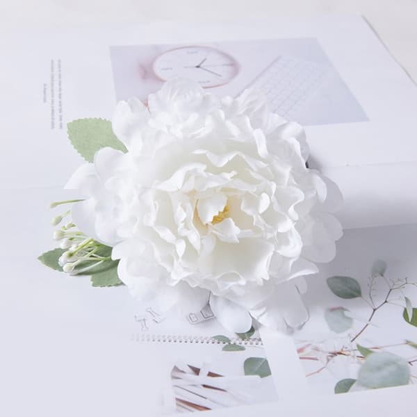 2-pack eleganta gardinhållare konstgjord blomma dekorativa repbindningsklämmor White