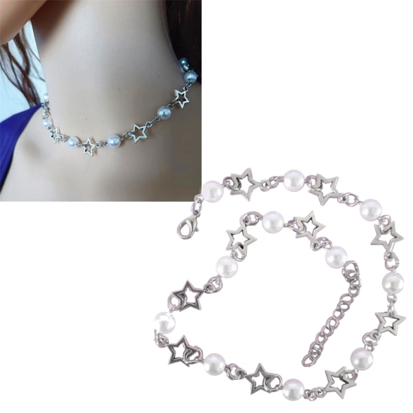 Egirl Smycken Cool Hollow Star Pendant Halsband DIY Fashion Pearls Star Choker Y2K Halsband för kvinnor Punk Accessoarer