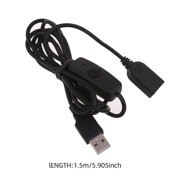 USB Forlængerledning Han til Hun Kabel Strømkabel med Knapstyring