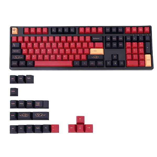 129 Näppäimen Red Samurai PBT -näppäinhattu Alkuperäinen värisublimoitu japanilainen englantilainen näppäinhattu Cherry MX -kytkimelle mekaaniselle näppäimistölle