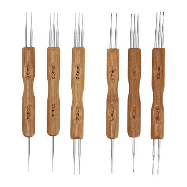 Dubbla ände Dreadlock Virknål 0,5 mm 0,75 mm Nålvävd Virkning, Inkludera 1 krok, 2 krokar, 3 krokar för Braid Craft D
