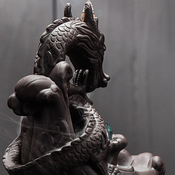 Keramisk Dragon Playing Bead Backflow Rökelse för Burner Keramikhantverk