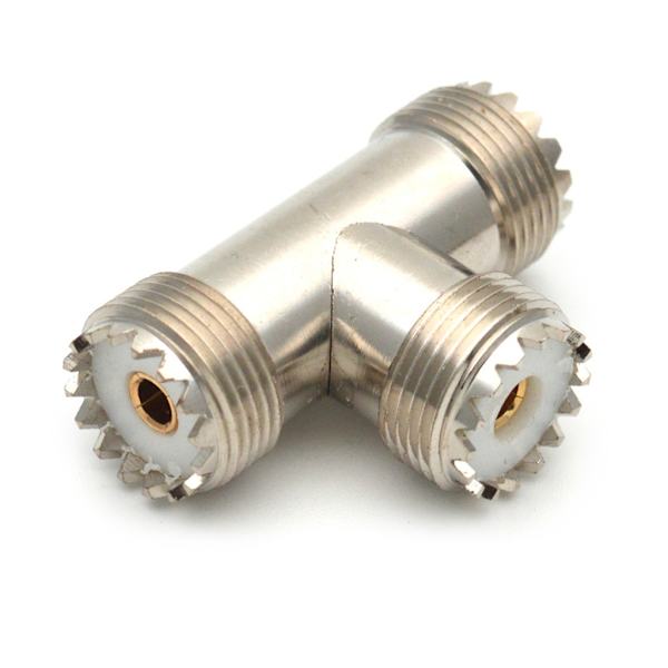 1st SL16 UHF SO239 hona trippel tee typ 3-vägs splitterkontakt S0239 UHF hona till dubbel hona typ T-adapter