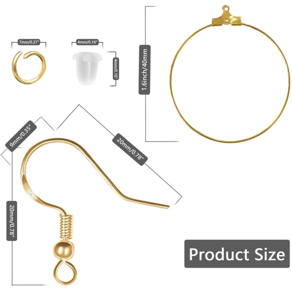 624 st gör-det-självhängare örhänge örhänge öronpropp öppningsring set gyllene örhängen krok örhängetillverkning kit för gör-det-själv smycken gör DIY