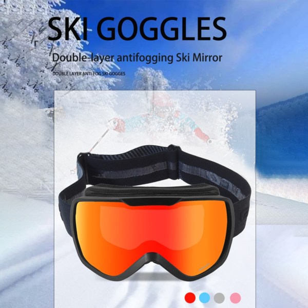 Skidglasögon UV-skydd Snowboardglasögon Anti-dim Dubbellager Skidglasögon Utomhussport Skidor Googles för män kvinnor Red