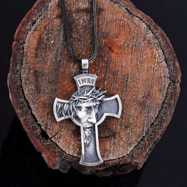 Retro Kristus Jesus krucifix metall hängen halsband Religiös kristen kedja