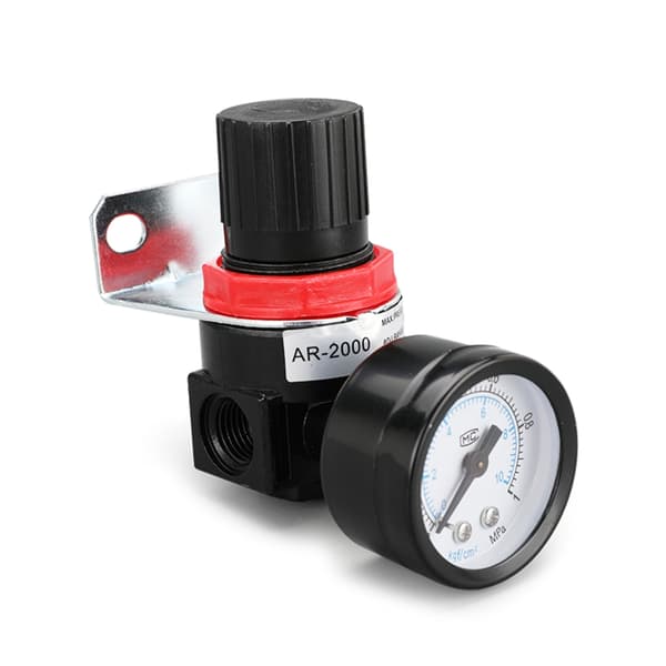 AR2000 G1/4 gängad lufttrycksregulator pneumatisk reduktionsventil med mätare - luftkälla behandling - tryckregulator