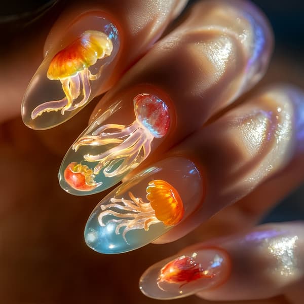 24st Transparent Manet Mandel Lösnagel Glansig Press On ABS Nagelspetsar