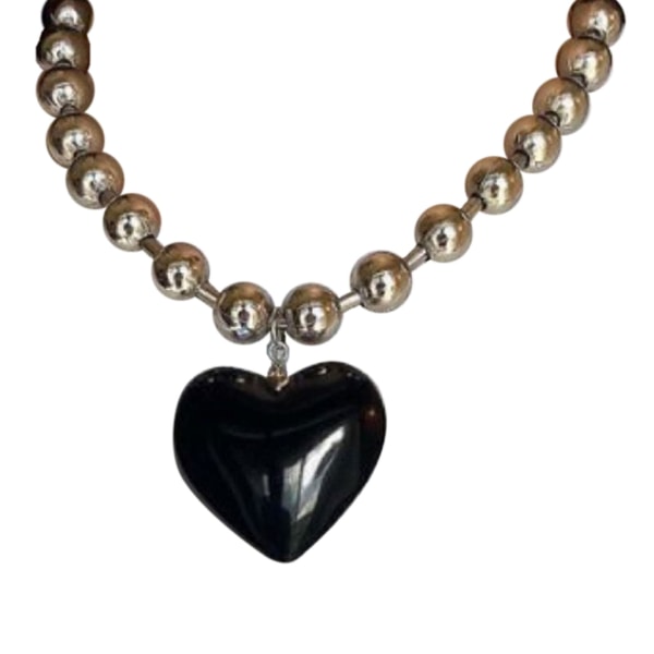 Love Heart Glaspärlhalsband Hjärthänge Pärlkedja Halsband för kvinnor Tjej Hyperbol Punk Choker Halsband Ornament Black